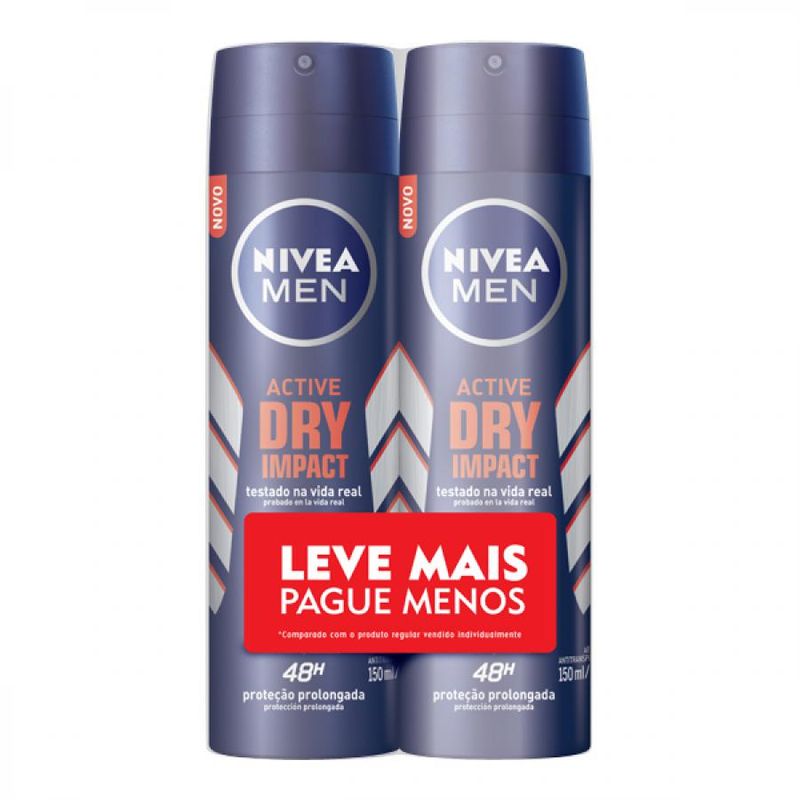 Desodorante Nivea Masculino Aerossol Dry Impact 2 Unidades De 150ml