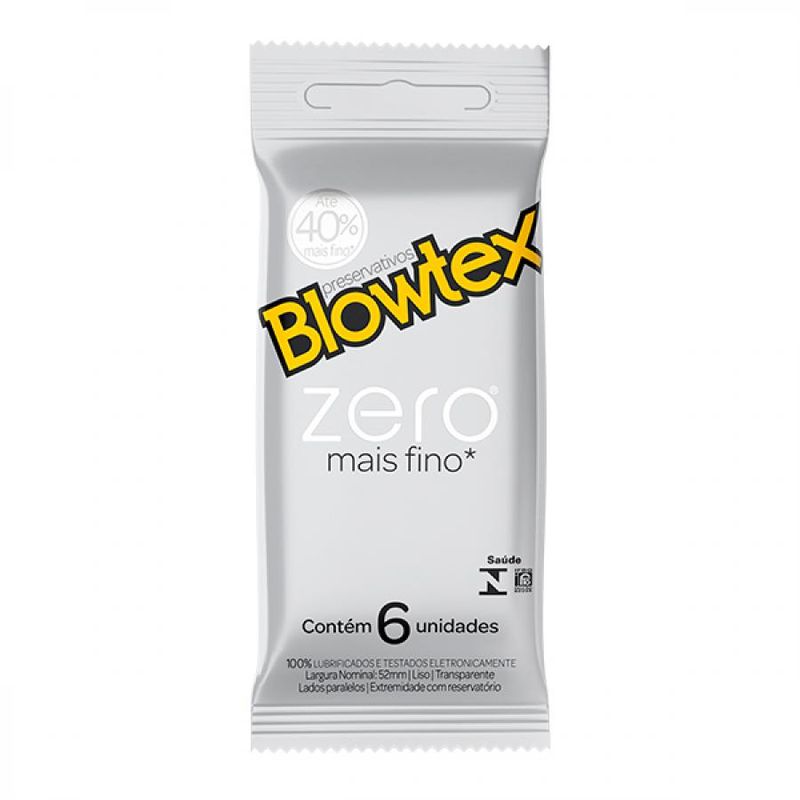 Preservativo Blowtex Zero Mais Fino Com 6 Unidades