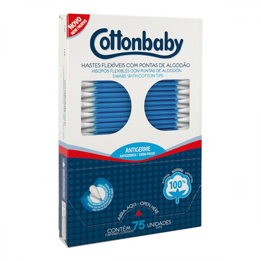 Hastes Flexíveis Cottonbaby Com 75 Unidades