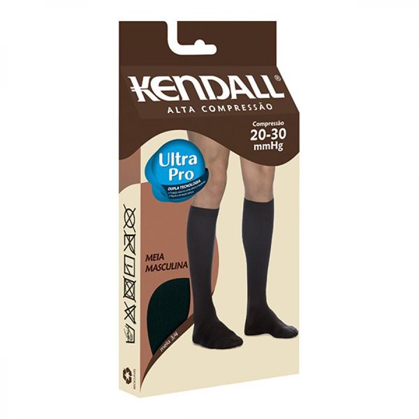Meia Kendall 20-30 - 3/4 Masculina G Preto Com Ponteira