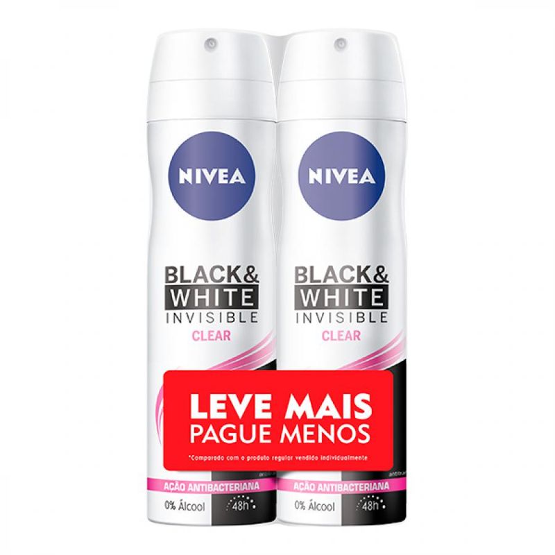 Desodorante Nivea Feminino Aerossol Invisible Black E White 2 Unidades  De 150ml