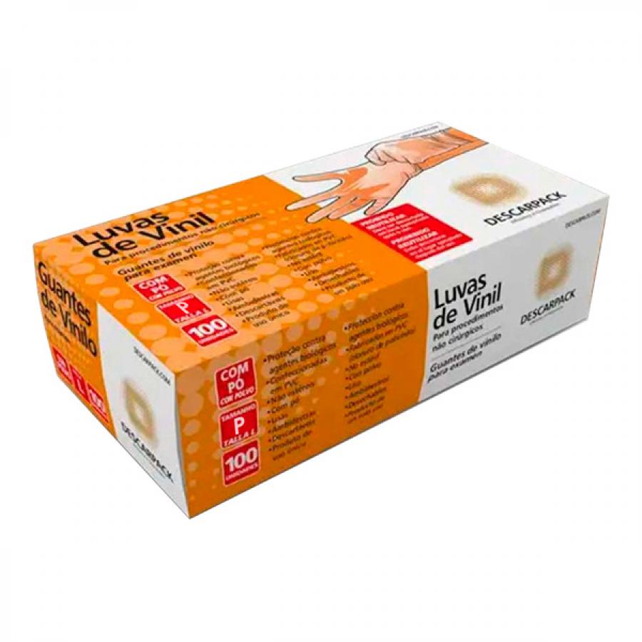 Luva Descarpack Vinil P Com 100 Unidades Com Talco