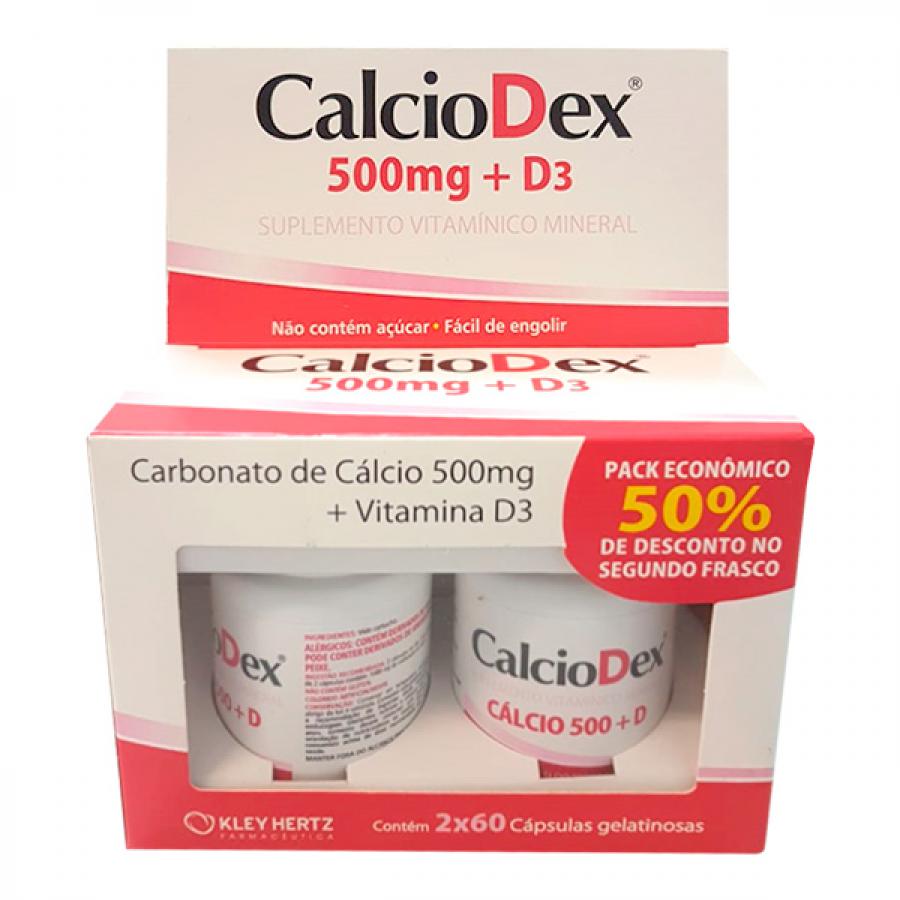 Calciodex + D3 Kley Hertz Caixa, 2 Unidades Com 60 Cápsulas Gelatinosas Cada
