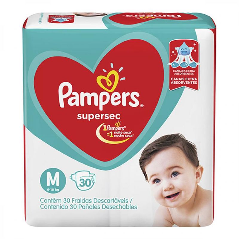 Fralda Pampers Supersec Tamanho M Com 30 Unidades