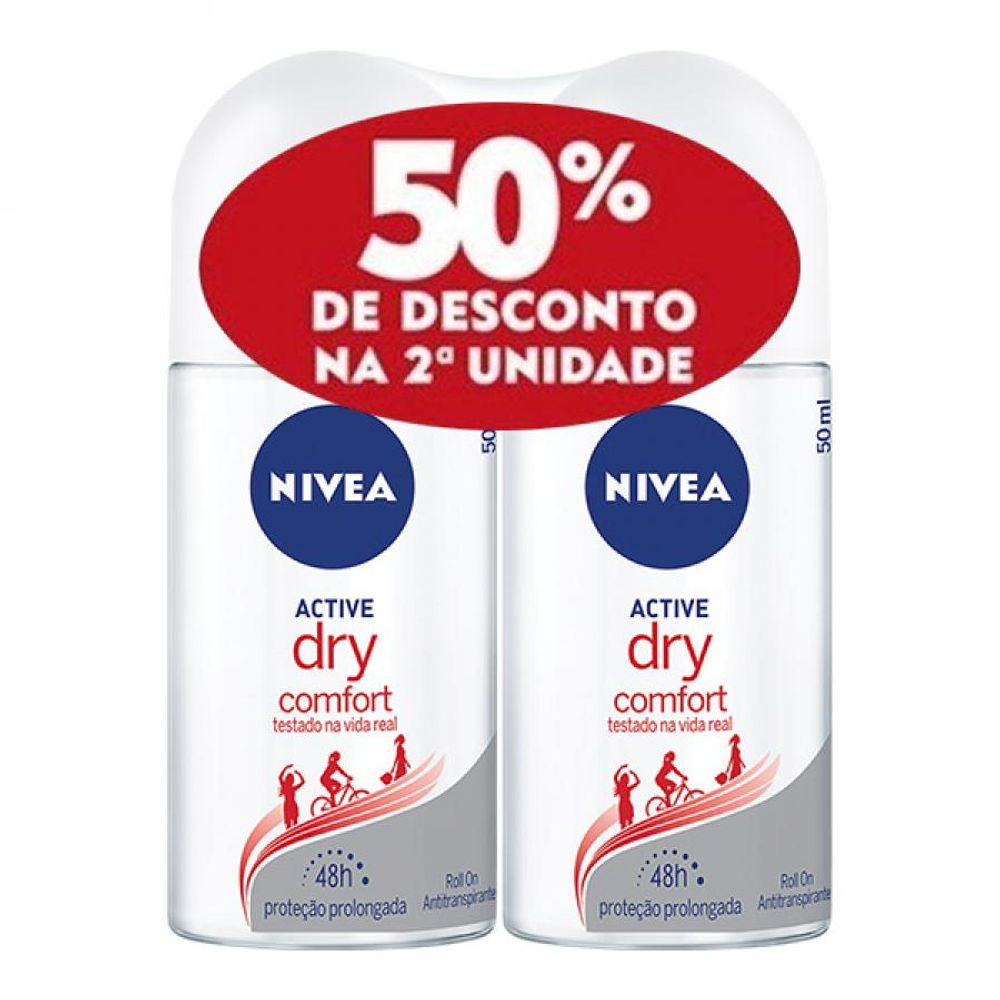 Desodorante Nivea Active Dry Comfort Roll On Feminino 50ml