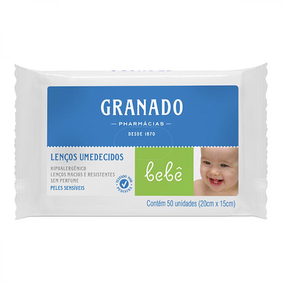 Lenço Umedecido Granado Bebe Peles Sensiveis Com 50 Unidades