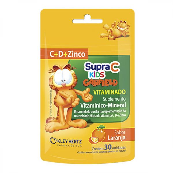 Supra C Kids Vitaminado Garfield Sabor Laranja Com 30 Gomas