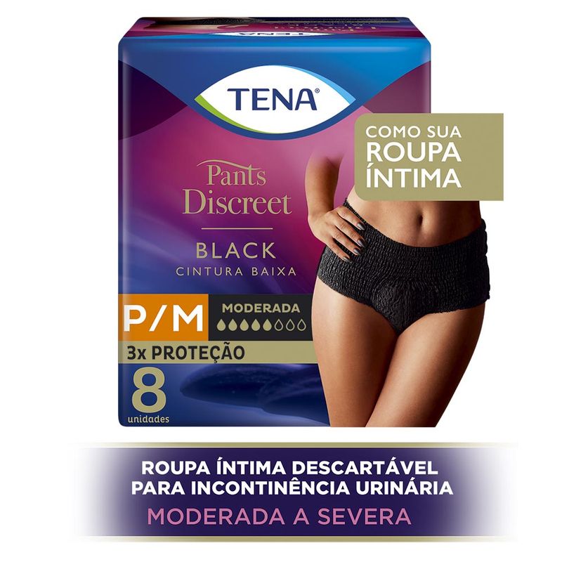 Calcinha Descartável Tena Pants Discreet Black P/m Com 8 Unidades -  precopopular