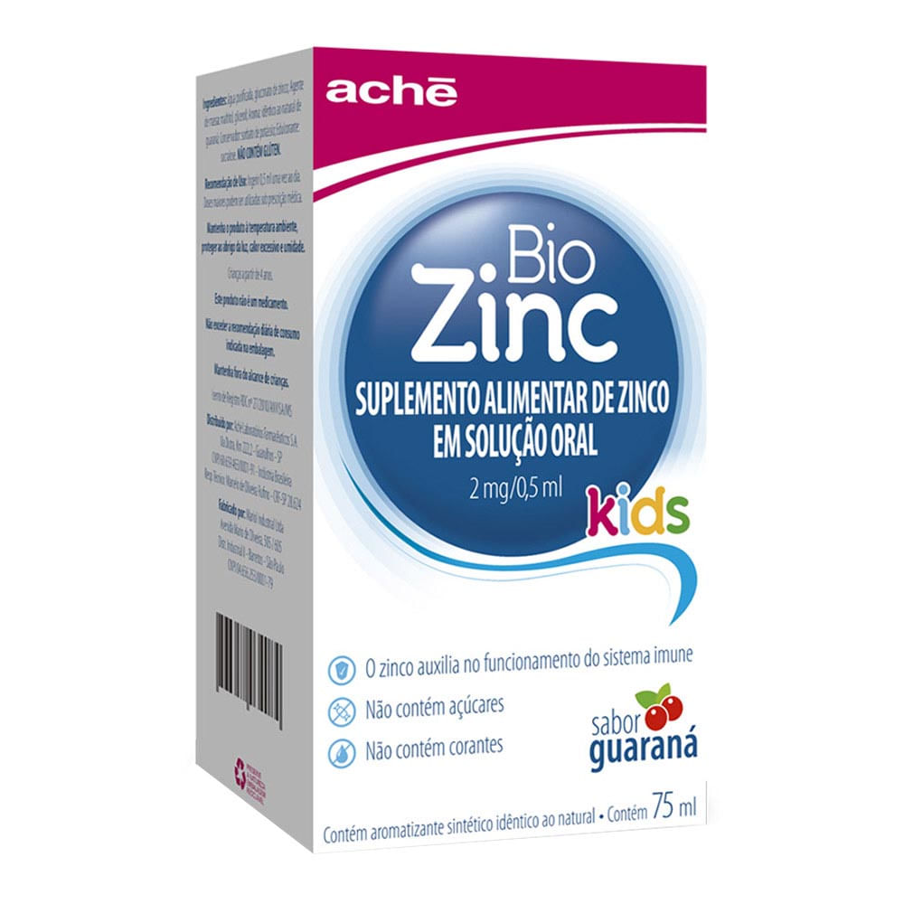 Biozinc Zinco Suplemento Alimentar Infantil 2mg/0,5ml 75ml