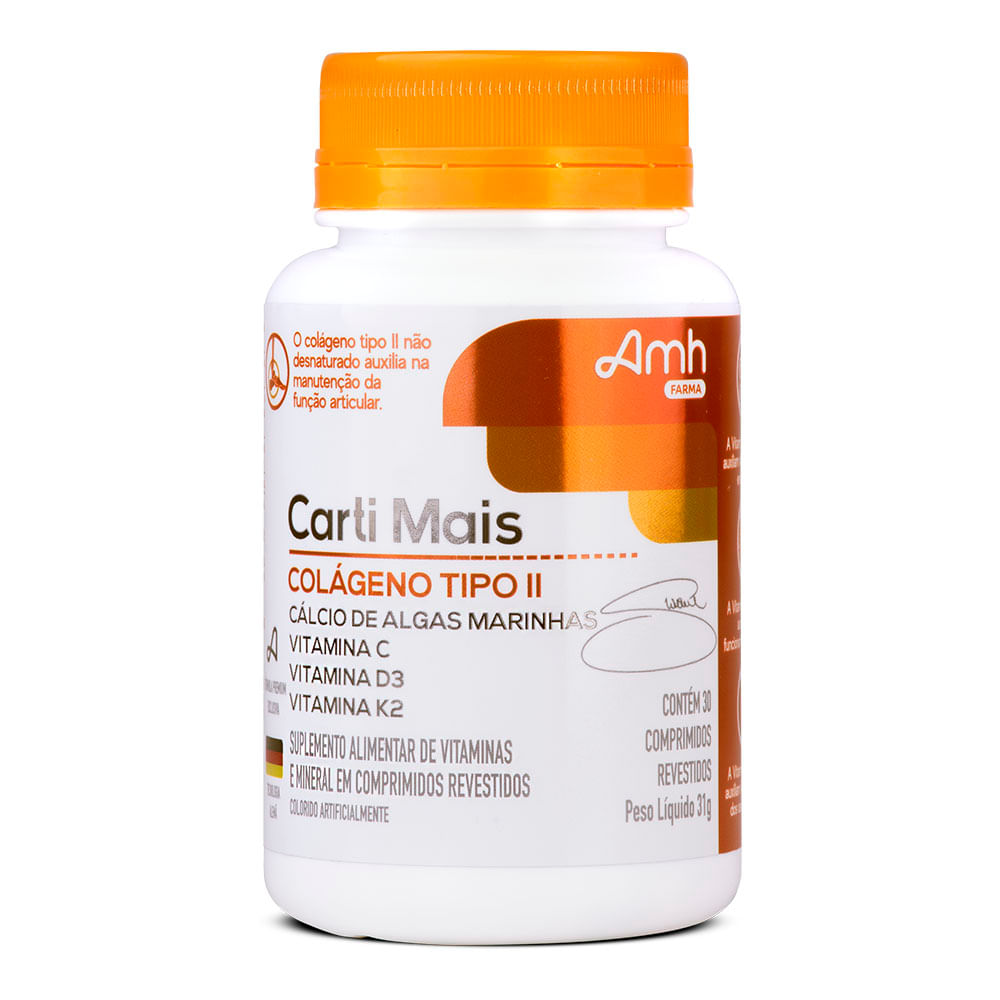 Carti Mais Colágeno Tipo 2 + Cálcio + Vitaminas Da Amh Farma