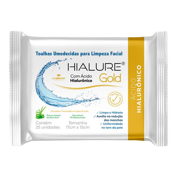 Toalha Umedecida Hialure Gold Com 25 Unidades Com Ácido Hialuronico Toalha Umedecida Hialure Gold Com 25 Unidades Com Acido Hialuronico