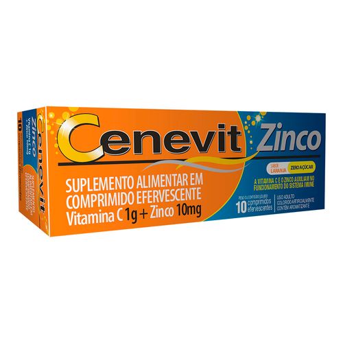 CENEVIT ZINCO COM 10 COMPRIMIDOS EFERVESCENTES 1000MG+10MG