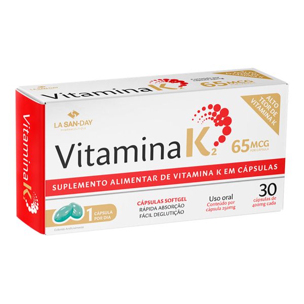 Vitamina K2 Lasanday Com 30 Capsulas 65mcg