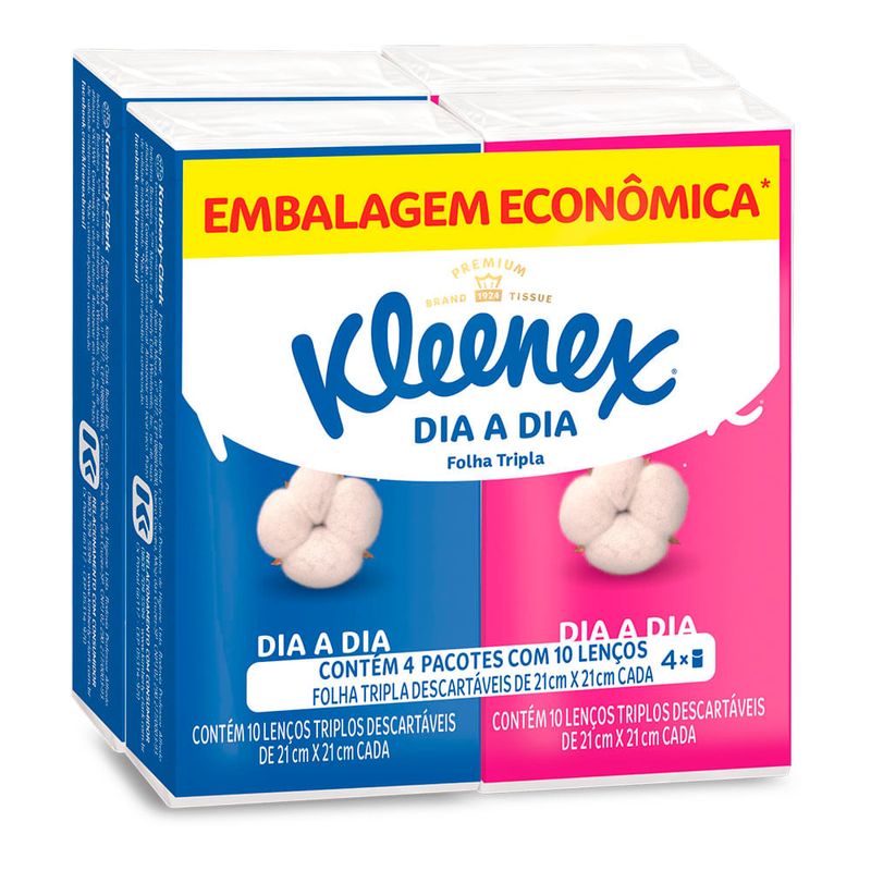 Lenco De Papel Kleenex Dia A Dia 4 Pacotes Com 10 Unidades Cada