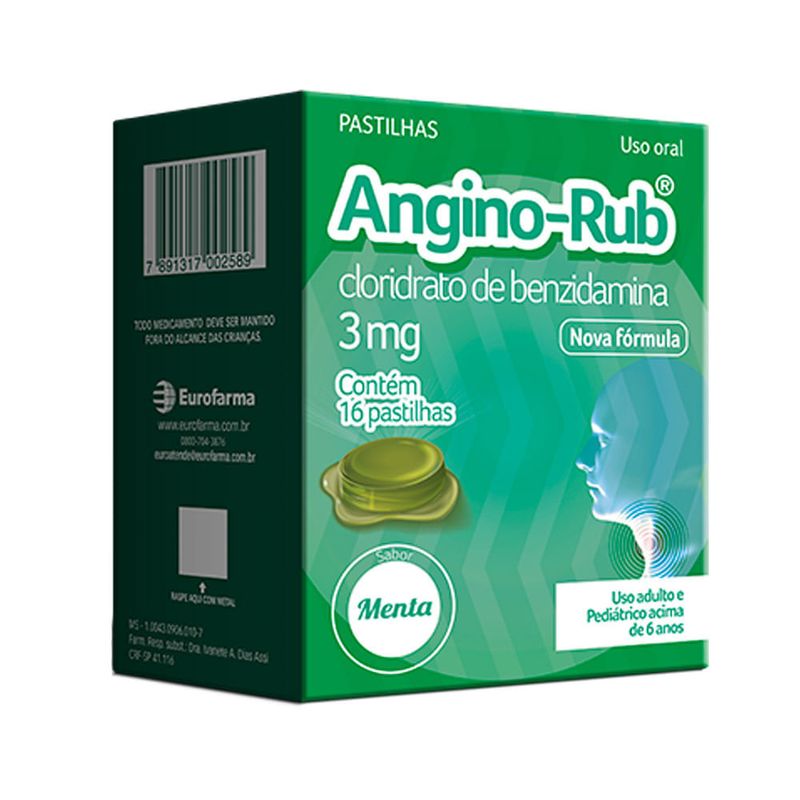 Angino-rub Com 16 Pastilhas Sabor Menta