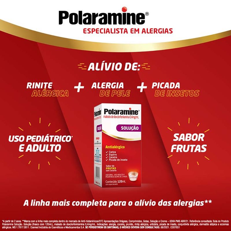 Polaramine Xarope 120Ml  Farmácia Rosário - Desde 1931 Cuidando da sua  Saúde