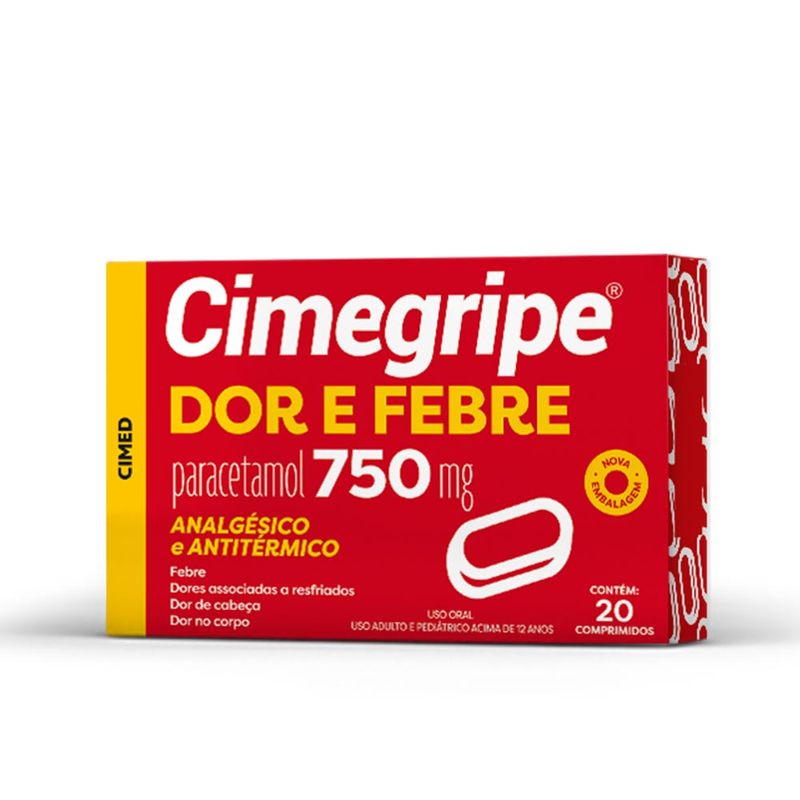 Cimegripe Dor E Febre 750mg Com 20 Comprimidos Revestidos