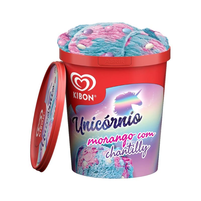 Kibon Sorvete Unicornio 800ml Morango Com Chantilly - precopopular