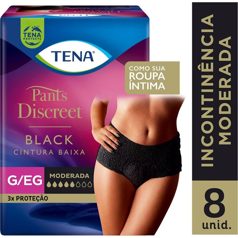 Calcinha Descartável Tena Pants Discreet Black G/eg Com 8 Unidades -  precopopular