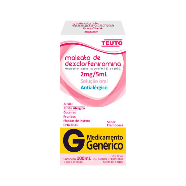 Dexclorfeniramina Teuto Solução Oral 100ml 2mg/5ml Generico Dexclorfeniramina Teuto Solucao Oral 100ml 2mg/5ml Generico