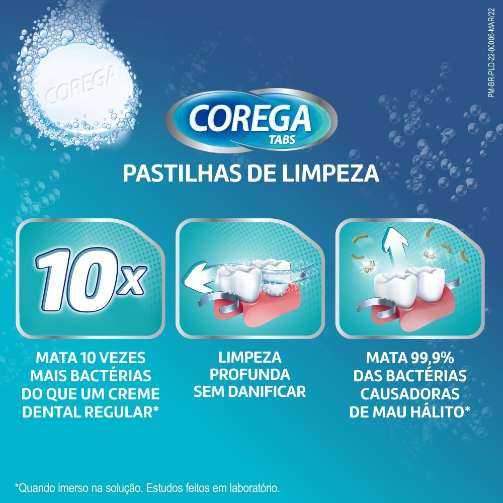 Corega Tabs Branqueador Limpeza Próteses E Aparelhos Removíveis C/ 6 ...