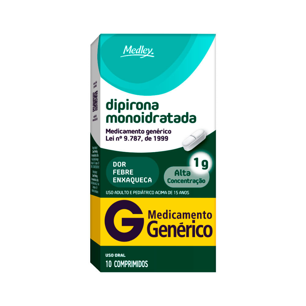Dipirona Medley Com 10 Comprimidos 1g Genérico