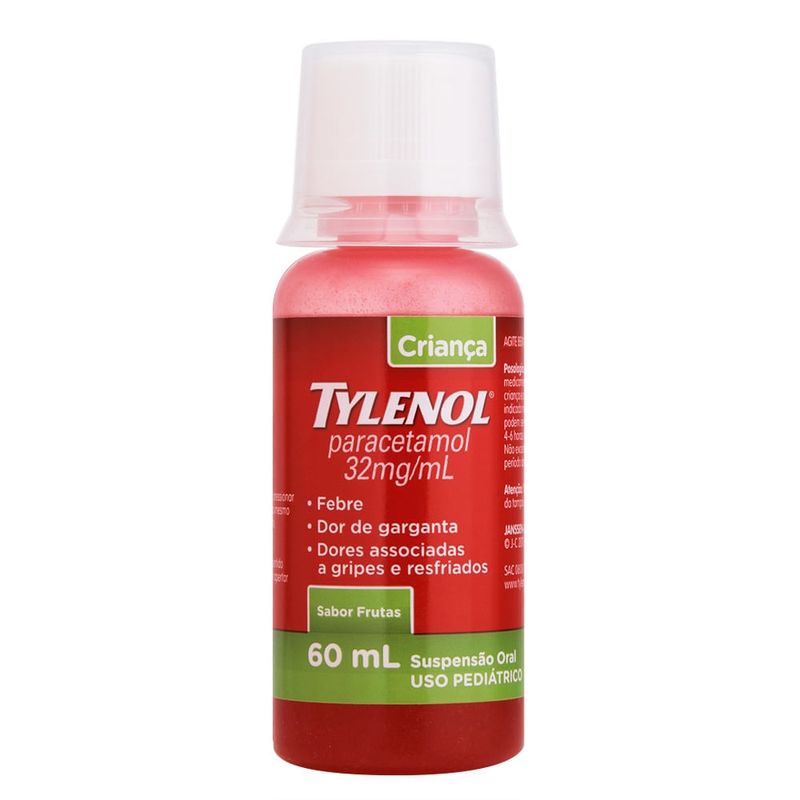 Tylenol Crianca Paracetamol 32mg/ml Sabor Frutas 60ml Com Copo Medidor