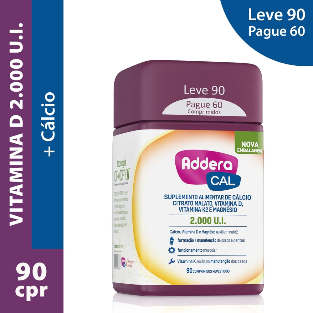 Vitamina D Addera Cal 2.000ui 90 Comprimidos