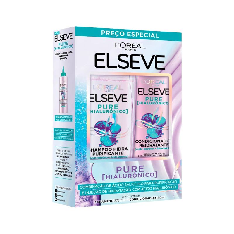 Shampoo + Condicionador Elseve 375+170ml Pure Hialuronico Especial