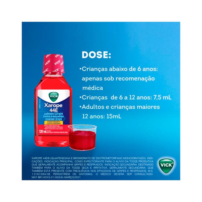 VICK 44E XAROPE 240ML (ADULTO E PEDIÁTRICO ACIMA DE 6 ANOS) - Ultrafarma