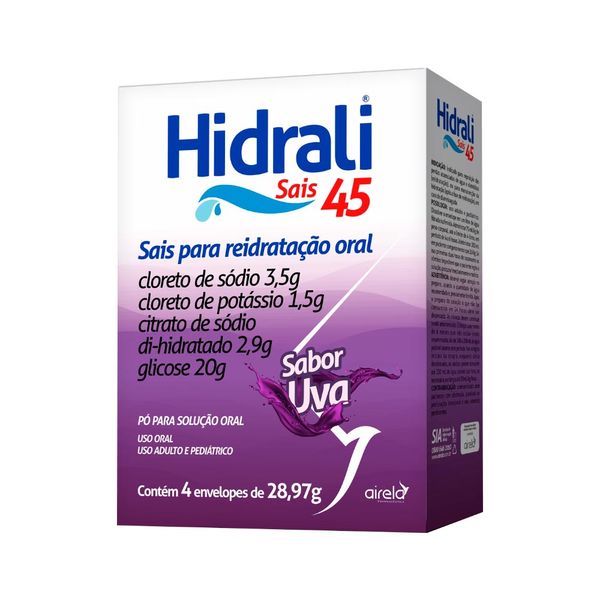 Hidrali Sais De Reidratação Sabor Uva 4 Envelopes 28,97g Hidrali Sais De Reidratacao Sabor Uva 4 Envelopes 28,97g