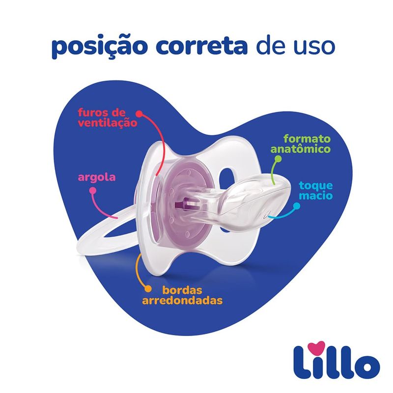 Chupeta Lillo Silicone 6 Meses Azul Com 2 Unidades Bico Silicone