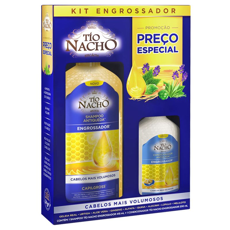 Shampoo 415ml E Condicionador 200ml Antiqueda Engrossador Tio Nacho