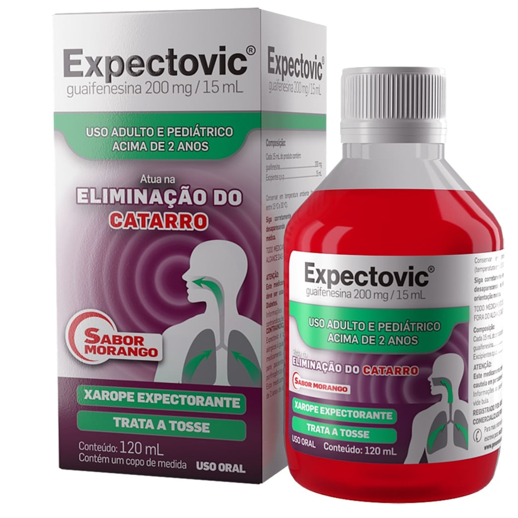 Xarope Expectorante Pediátrico Sabor Morango Expectovic 120ml