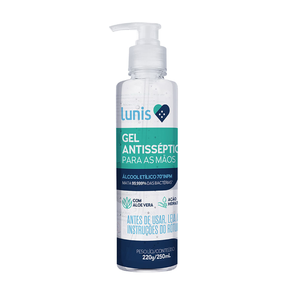 Alcool Em Gel 70% Antisseptico Lunis 250ml