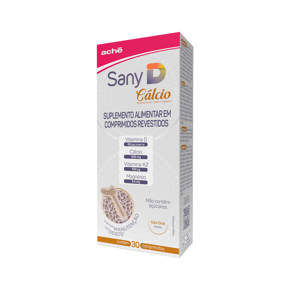 Suplemento Alimentar Sany D Vitamina D 2.000ui + Cálcio 300mg 30  Comprimidos