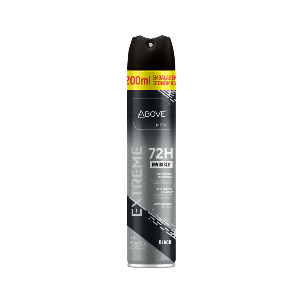 Desodorante Above Masculino Extreme 200ml Aerosol Black