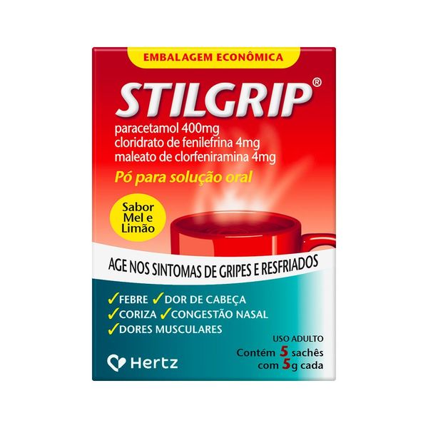 Stilgrip Paracetamol 400mg + Cloridrato De Fenilefrina 4mg + Maleato De Clorfeniramina 4mg Com 5 Sachês Pó Para Solução Oral Stilgrip Paracetamol 400mg + Cloridrato De Fenilefrina 4mg + Maleato De Clorfeniramina 4mg Com 5 Saches Po Para Solucao Oral