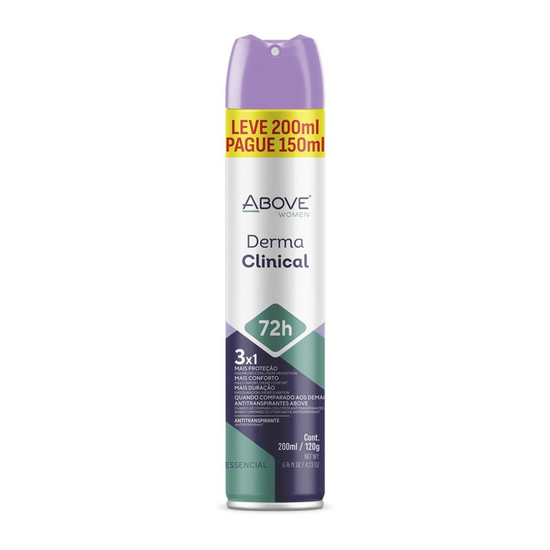 Desodorante Above Feminino Derma Clinical Leve 200ml Pague 150ml Aerossol Especial