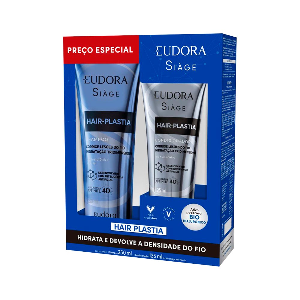 Shampoo 250ml + Condicionador 125ml Eudora Siage Hair Plastia Especial