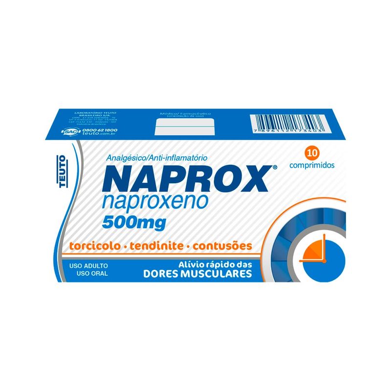 Naprox Naproxeno 500mg Com 10 Comprimidos Teuto
