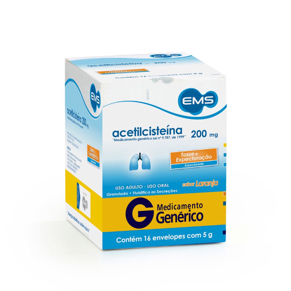 Acetilcisteína Ems 200mg Com 16 Envelopes De 5g