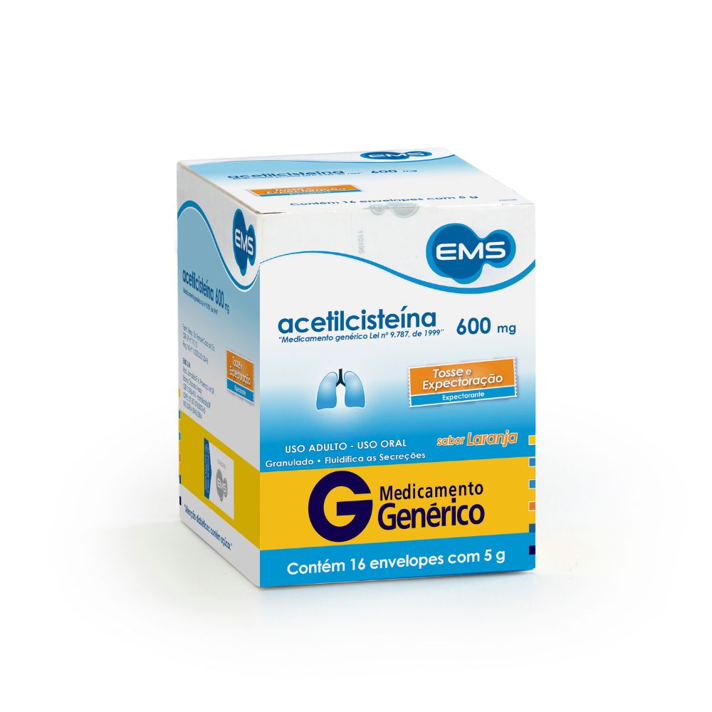Acetilcisteína Ems 600mg Com 16 Envelopes De 5g