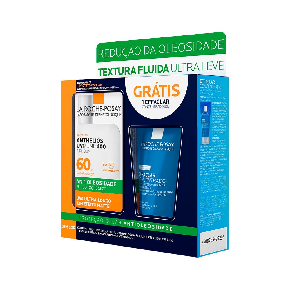 Kit La Roche-posay Protetor Solar Facial Anthelios Uvmune 400 Airlicium Fps60 40ml + Gel De Limpeza Effaclar Concentrado 50g Especial
