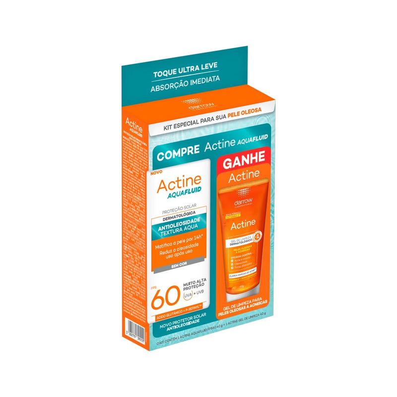 Kit Darrow Actine Protetor Solar Aquafluid Fps60 40g + Gel De Limpeza 40g Especial