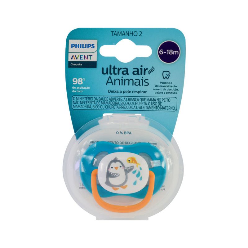 Chupeta Avent Com 1 Pinguim 6-18 Meses Menino