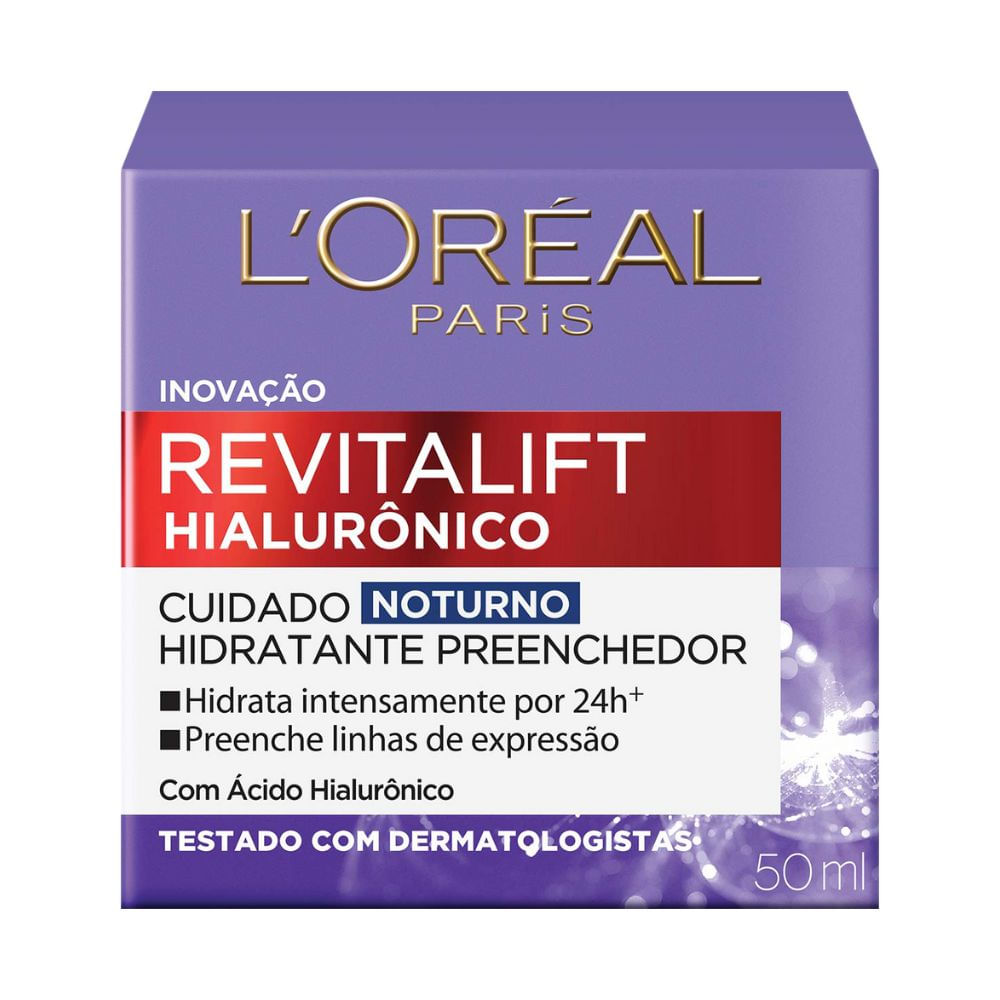 Creme Hidratante Facial Anti-idade Loréal Paris Revitalift Hialurônico  Noturno 49g