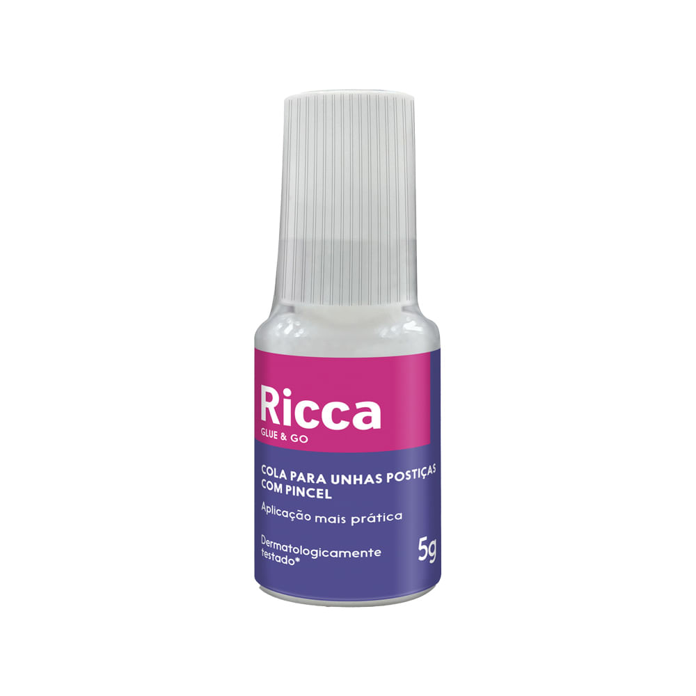 Cola Para Unhas Posticas Com Pincel Ricca Glue E Go 5gr
