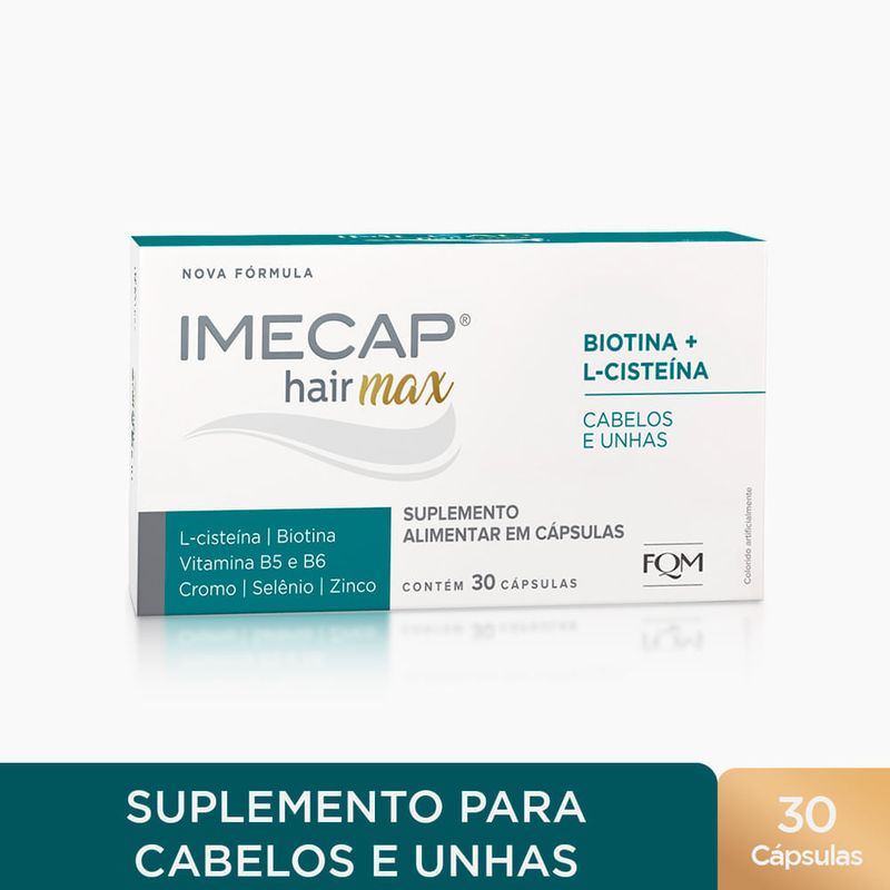 Imecap Hair Max 30 Capsulas - Vitaminas Para Cabelos E Unhas Com Cisteina