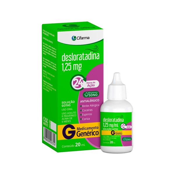 Desloratadina 1,25mg/ml Solução Gotas 20ml Cifarma Generico Desloratadina 1,25mg/ml Solucao Gotas 20ml Cifarma Generico